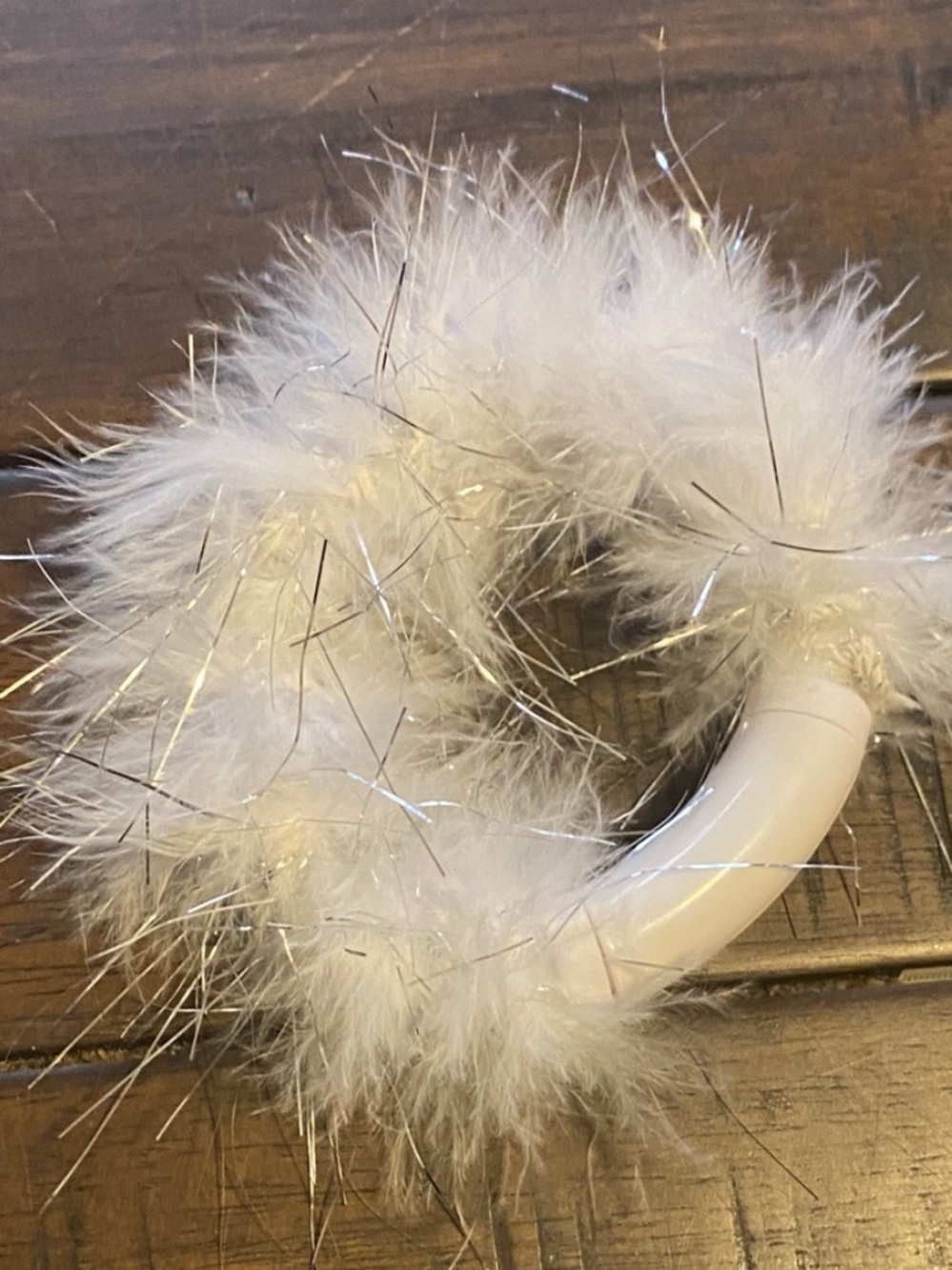 Led white fake fur bangle bracelet rave jewelry